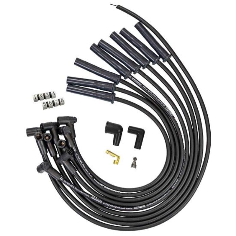 Moroso — Moroso Ford 351C HEI-Style Cap Ultra 40 8.5mm Multi-Angle Boot Ignition Spark Plug Wire Set -Black