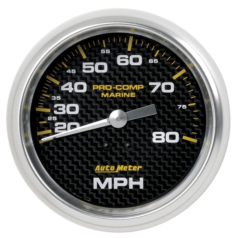AutoMeter — Autometer Gauge Speedometer 3-3/8in 80MPH Mechanical Marine Carbon Fiber
3.4" SPD MECH 80 MCF