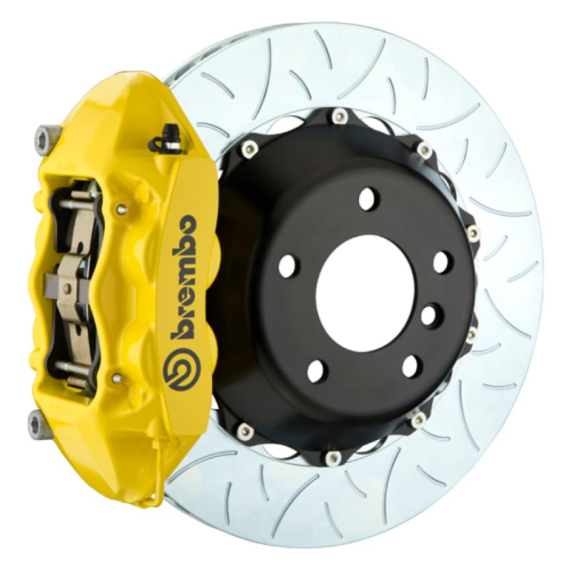 Brembo — Brembo 06-08 RS4 Rear GT BBK 4 Piston Cast 380x28 2pc Rotor Slotted Type-3- Yellow