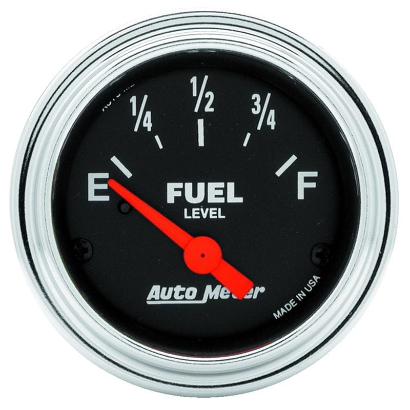 AutoMeter — GAUGE, FUEL LEVEL, 2 1/16", 240OE TO 33OF, ELEC, TRADITIONAL CHROME