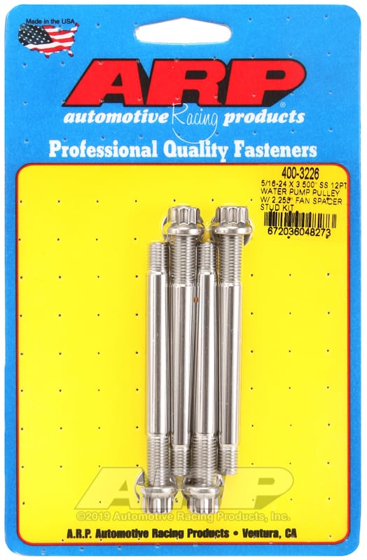 ARP — ARP 5/16-24 X 3.500 SS 12pt water pump pulley w/ 2.250in fan spacer stud kit