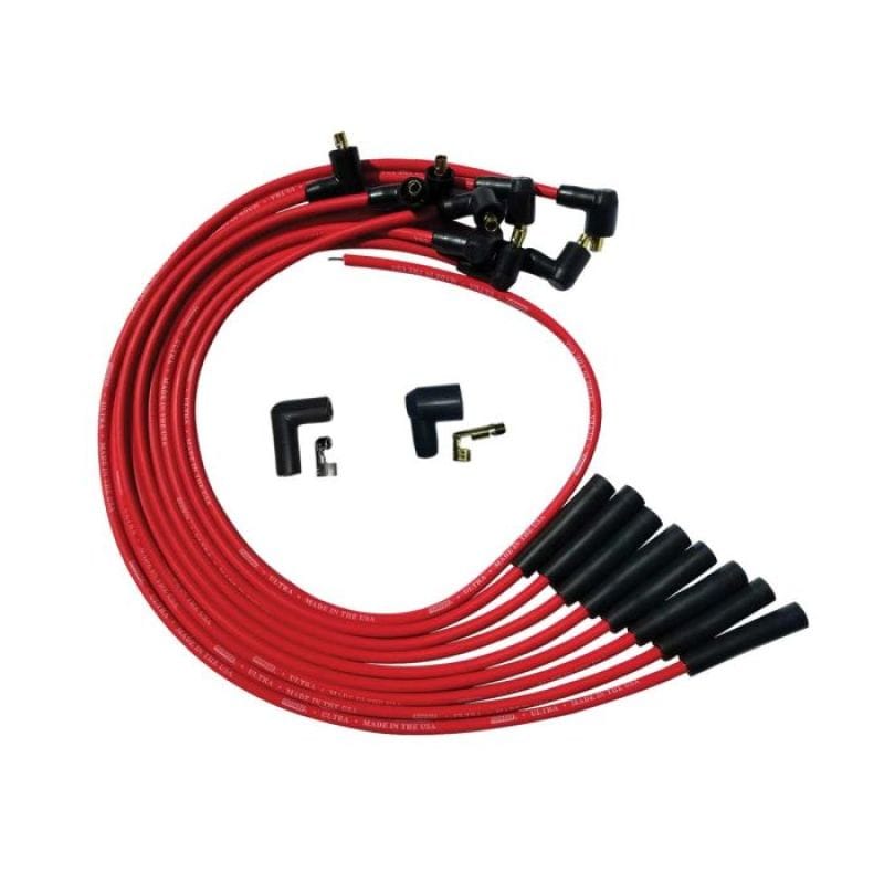 Moroso — Moroso BBC Over Valve Cover Str Plug Boots Non-HEI Ultra Spark Plug Wire Set - Red