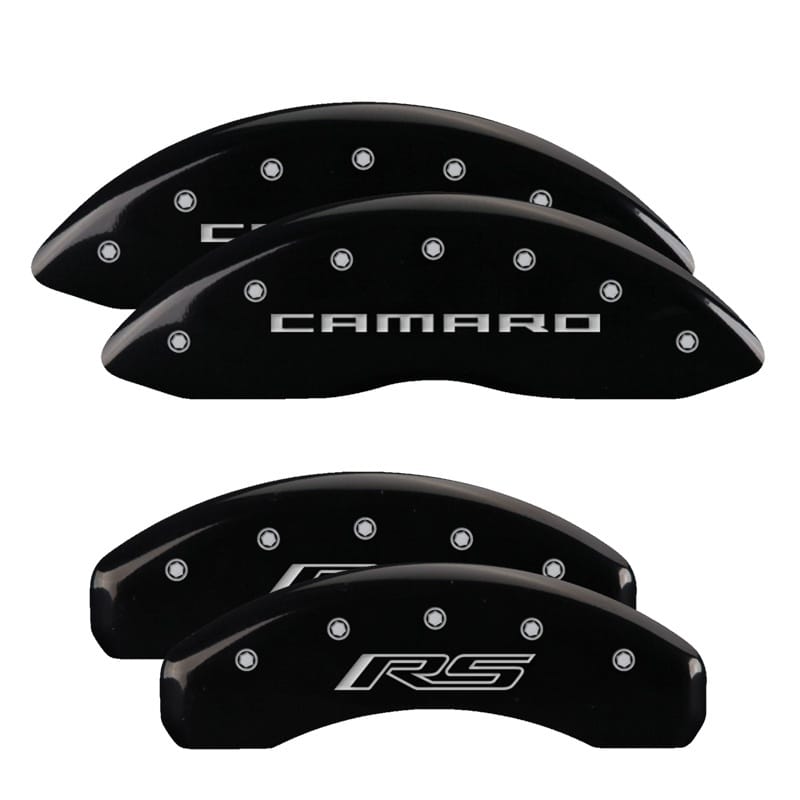 MGP — MGP 4 Caliper Covers Engraved Front Gen 5/Camaro Engraved Rear Gen 5/RS Black finish silver ch
Caliper Covers