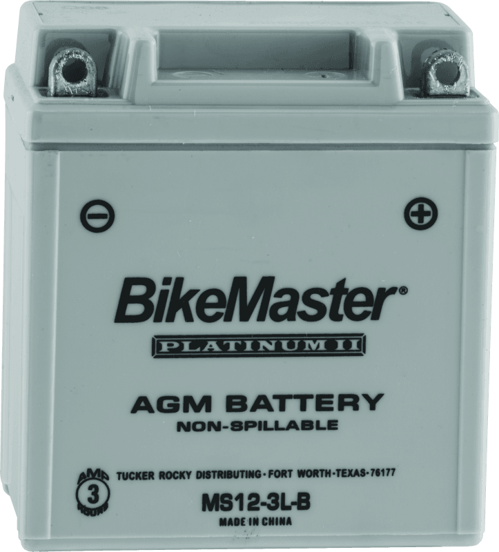 BikeMaster — MS12-3L-B Battery, 12V Battery, 98mm L x 56mm W x 109mm H, 30 CCA