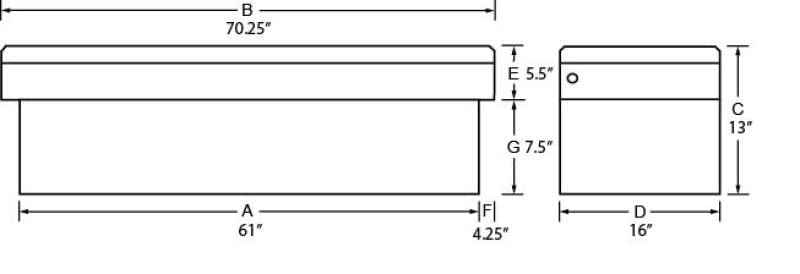 Tradesman — Tradesman Aluminum Economy Cross Bed Truck Tool Box (70in./Front Opening) - Brite
