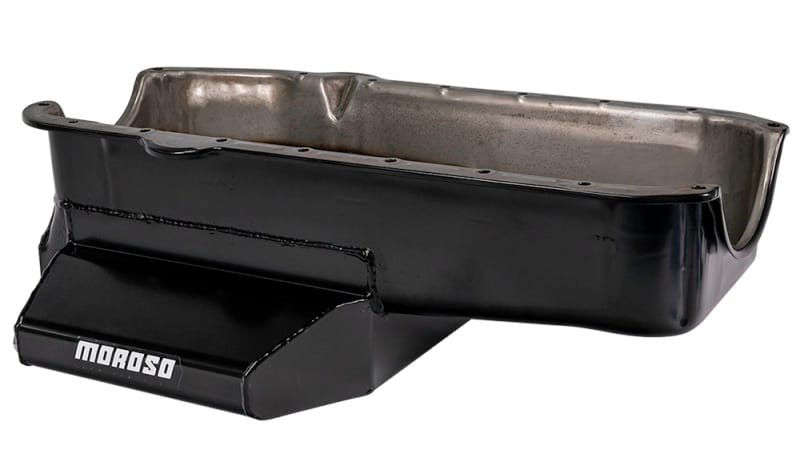 Moroso — Moroso 86-Up Chevrolet SBC (w/1 Pc Seal & Low Clearance) Wet Sump 7qt 7in Steel Oil Pan - Black