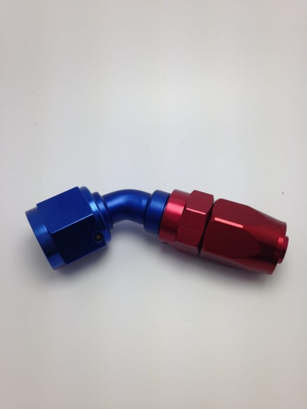 Fragola — Fragola -10AN Fem x -8AN Hose 45 Degree Reducing Hose End - Blue/Red