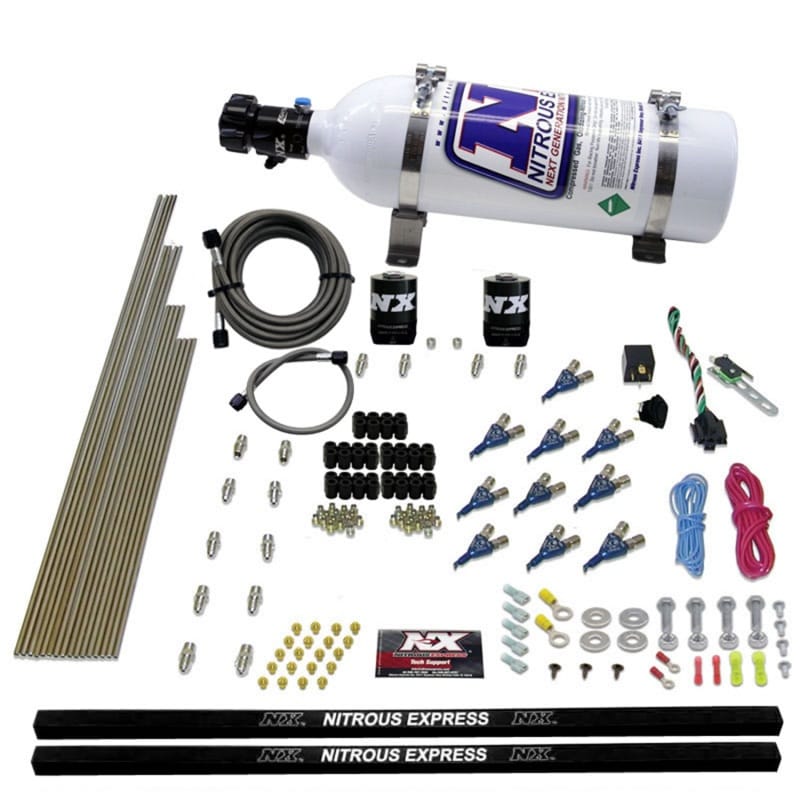 Nitrous Express — Nitrous Express 10 Cyl Piranha Nozzle Direct Port Nitrous Kit (250-500HP) w/5lb Bottle
Injection System Kit
N2OSys