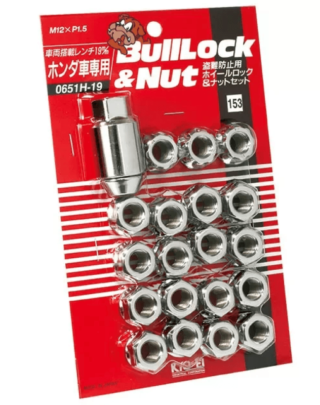 Project Kics — Project Kics 12X1.50 Chrome Bulllock And Nut Set Open 19Mm Hex - 16 LUGS + 4 LOCKS