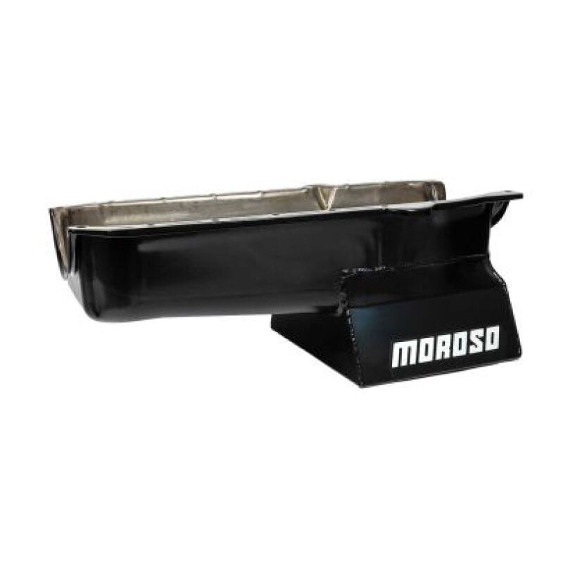 Moroso — Moroso 1986+ Chevrolet SBC (w/1 Piece Rear Main Seal) Wet Sump 7qt 8.25in Steel Oil Pan - Black
