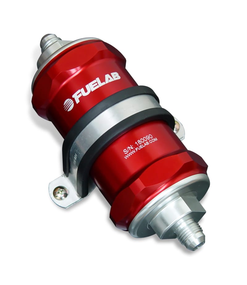 Fuelab — Fuelab 818 In-Line Fuel Filter Standard -6AN In/Out 10 Micron Fabric - Red