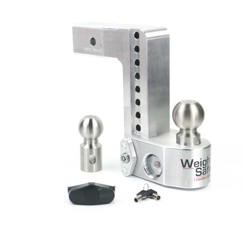 Weigh Safe — Weigh Safe 8in Drop Hitch w/Built-in Scale & 2.5in Shank (10K/18.5K GTWR) - Aluminum