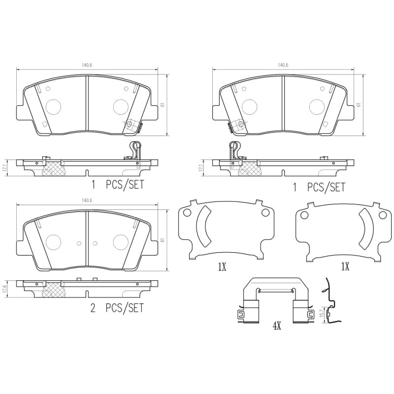 Brembo OE — Brembo 18-21 Genesis G70/ Kia Stinger Front NAO Brake Pad