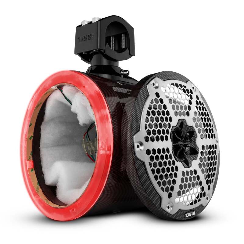 DS18 — DS18 Marine And Powersports Towers 8in RGB LED Lights Black Carbon Fiber Speakers Not Included