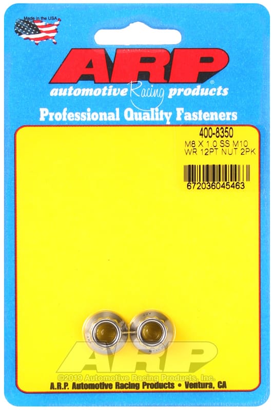ARP — ARP M8 x 1.00 (M10 wr) SS 12pt Nut Kit - 2 Pack