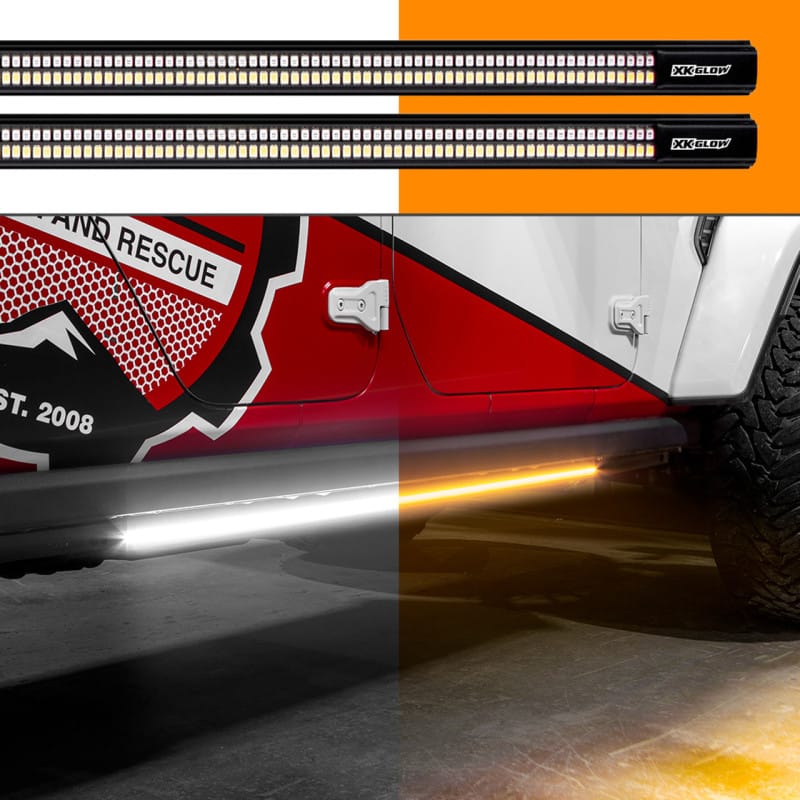 XKGLOW — XK Glow Jeep & Truck Running Board Light w/ Turn Signal 2x60in White + Amber