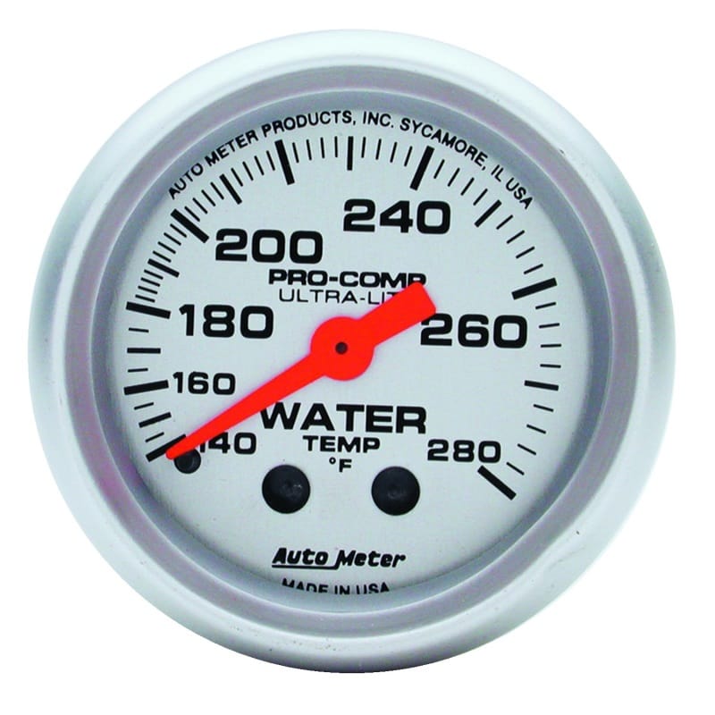 AutoMeter — Autometer Ultra-Lite 52mm 140-280 Deg F Mechanical Water Temp Gauge - White
2" WATER TEMP, 140-2