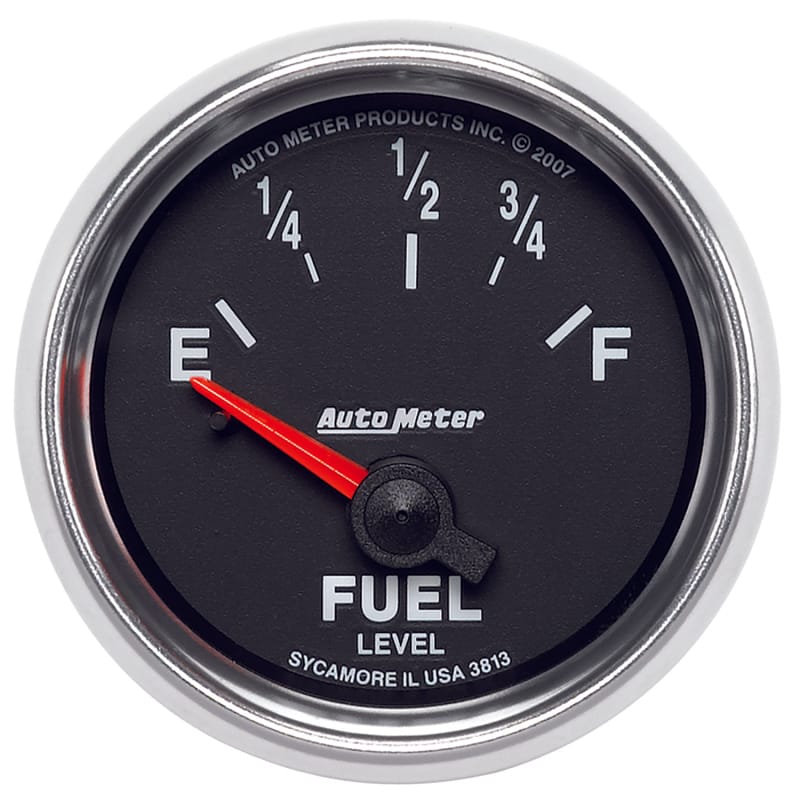 AutoMeter — Autometer GS 52mm 0-90 ohms Short Sweep Electronic Fuel Level GM Gauge
2-1/16" FUEL LEVEL,