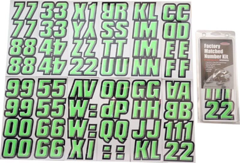 Hardline — Hardline Snowmobile Lettering Registration Kit 2 in. - 500 Kiwi Green/Black