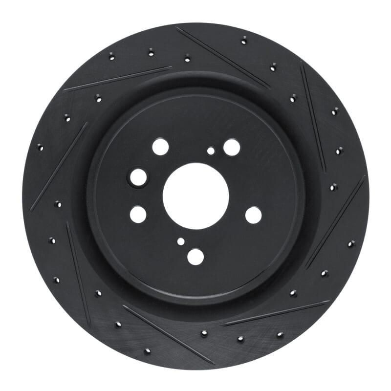 R1 Concepts — R1 2020-2025 Lexus RX450h+ Rear Right Drilled & Slotted Black Brake Rotor