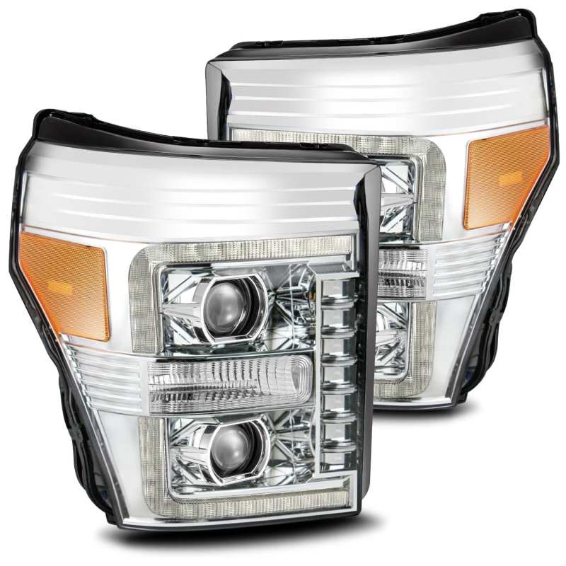 AlphaRex — AlphaRex 11-16 Ford F-350 SD LUXX LED Proj Headlights Plank Style Chrm w/Activ Light/Seq Signal/DRL
Projector Headlights