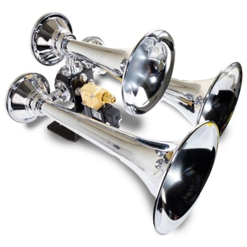 Kleinn Air Horns — Kleinn Chrome Triple Horn/ 13.5In/11.75In/8.5In - Chrome-Plated Spun Copper
Triple Train Horn