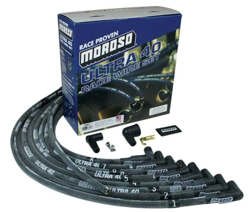 Moroso — Moroso Chevrolet Small Block Ignition Wire Set - Ultra 40 - Sleeved - HEI - 90 Degree - Black