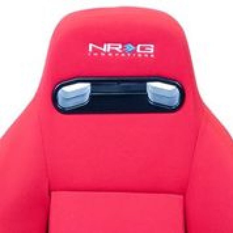 NRG — NRG Sport Seats (Pair) Type-R Cloth w/NRG Logo - Red w/Red Stitch