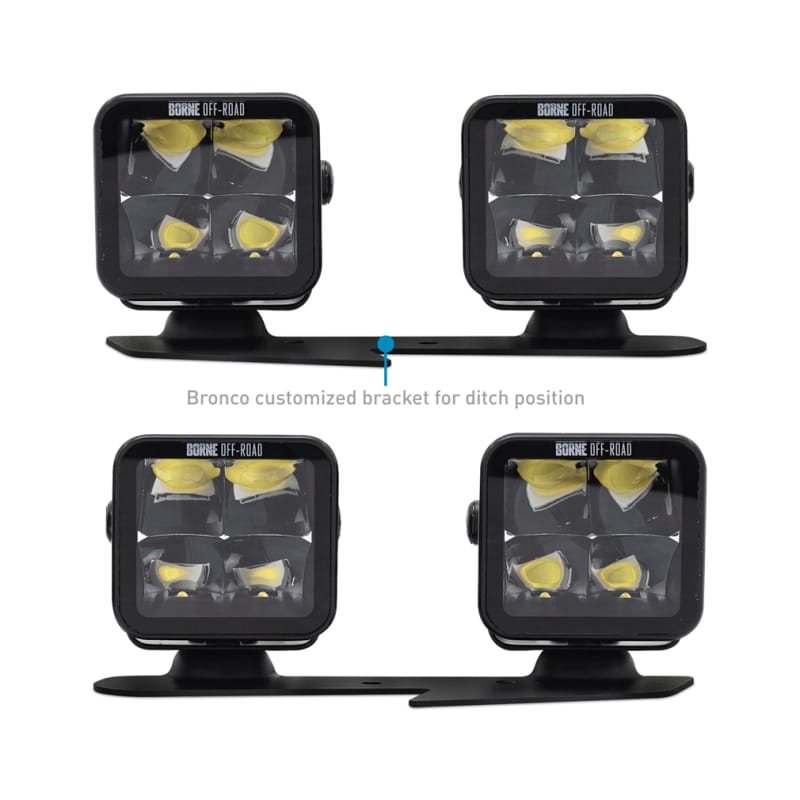 Borne Off-Road — Borne Off-Road 21+ Bronco Light Pods 4pc Ditch 3x3 Spot Upfit