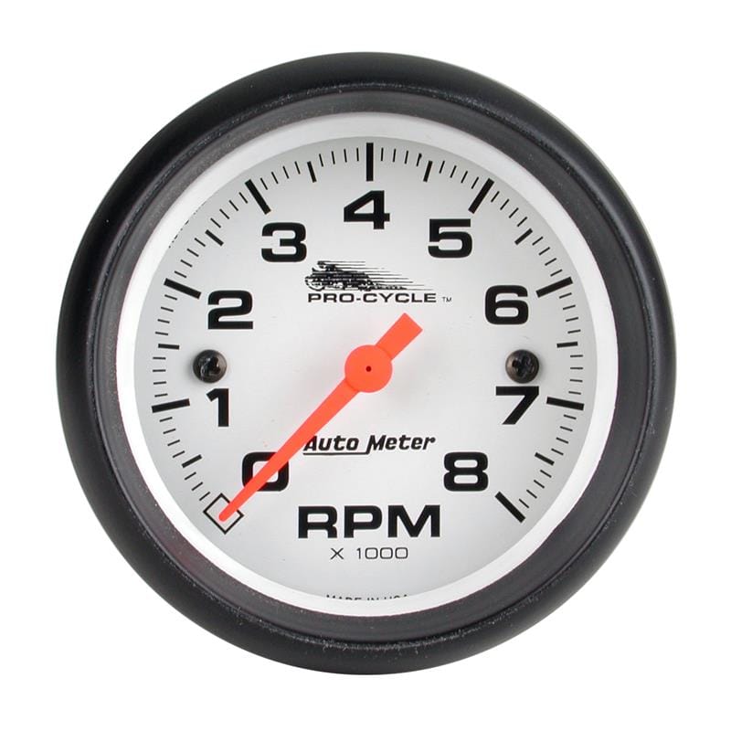 AutoMeter — GAUGE, TACH, 2 5/8", 8K RPM, 2&4 CYLINDER, WHITE, PRO-CYCLE