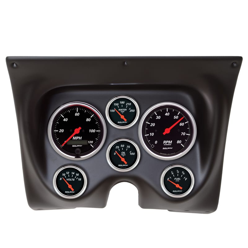 AutoMeter — Autometer Designer Black 67-68 Camaro/Firebird Dash Kit 6pc Tach / MPH / Fuel / Oil / WTMP / Volt
GA KT CA/FRBD 67-8 D