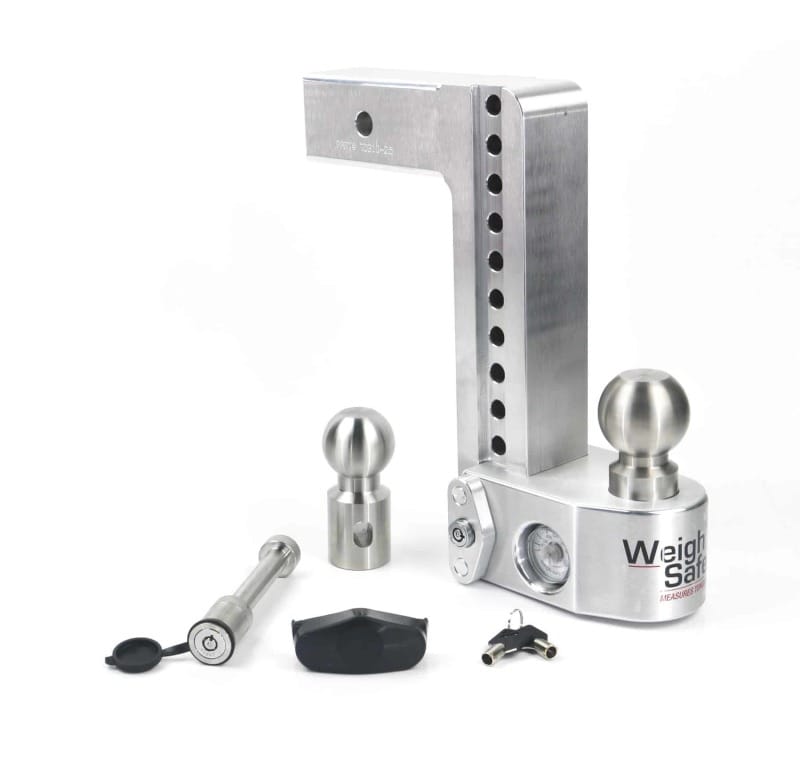 Weigh Safe — Weigh Safe 10in Drop Hitch w/Built-in Scale & 2.5in Shank (10K/18.5K GTWR) w/WS05 - Aluminum