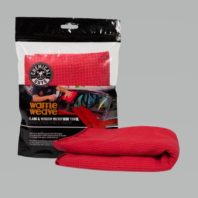 Chemical Guys — Chemical Guys Waffle Weave Glass & Window Microfiber Towel - 24in x 16in - Red