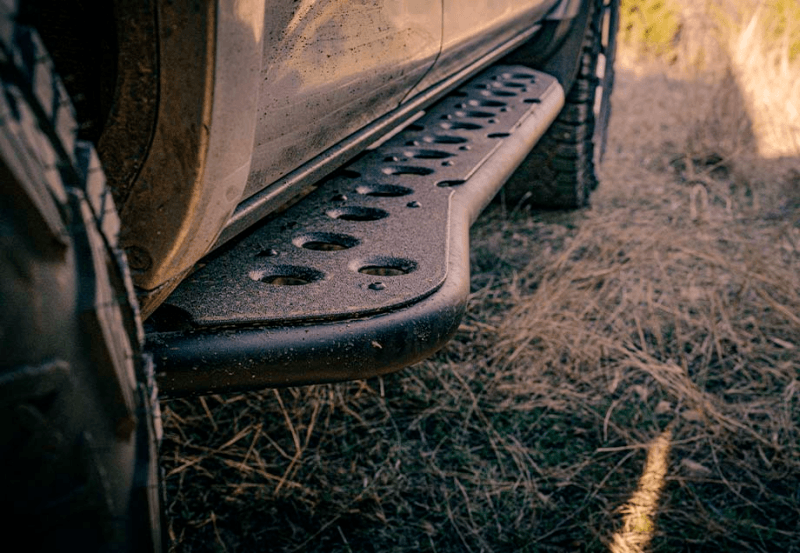 Cali Raised LED — Cali Raised 05-23 Tacoma Step Ed Rock Sliders - Access Cab Wi Kick Out/No Filler Plate/BedLiner