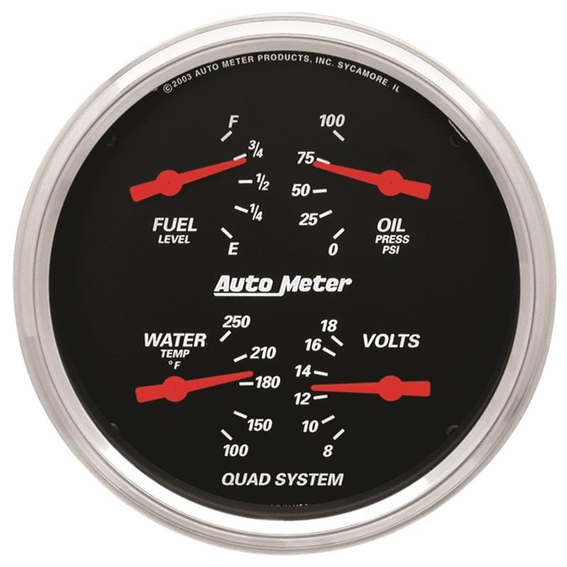AutoMeter — GAUGE, QUAD, 5" , 0OE-90OF, ELEC, DESIGNER BLACK