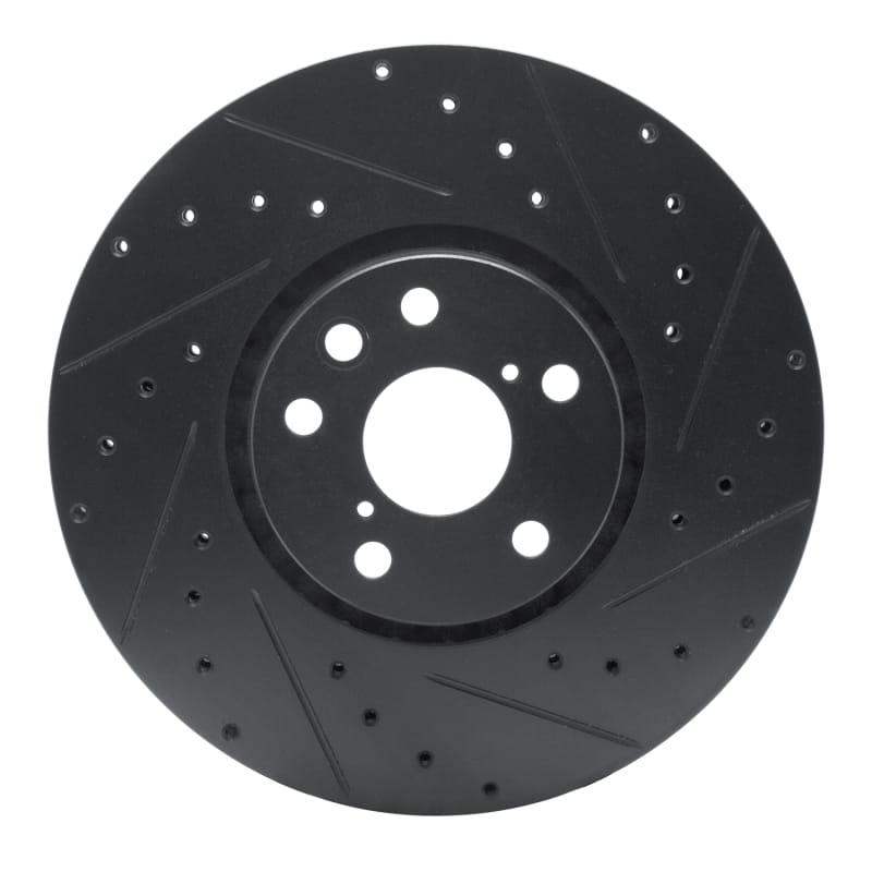 R1 Concepts — R1 06-20 Lexus IS350 Right Front Drilled & Slotted Black Brake Rotor