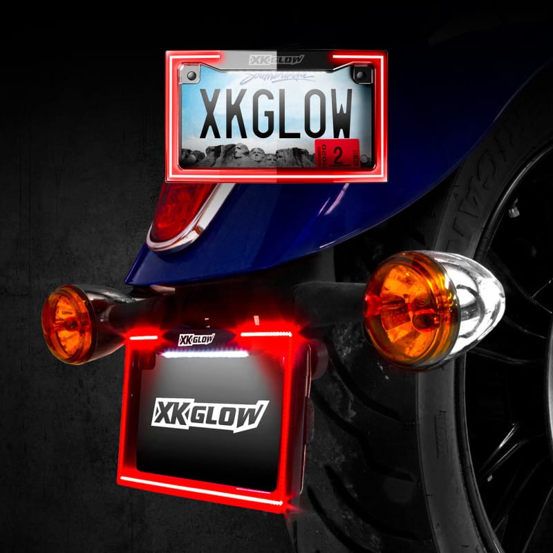 XKGLOW — XK Glow Motorcycle License Plate Frame Light w/ Turn Signal - Black