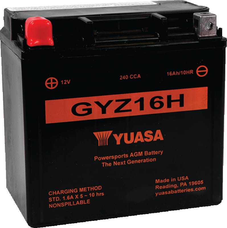 Yuasa Battery — GYZ16H Battery, 6" L x 3-7/16" W x 5-3/4" H