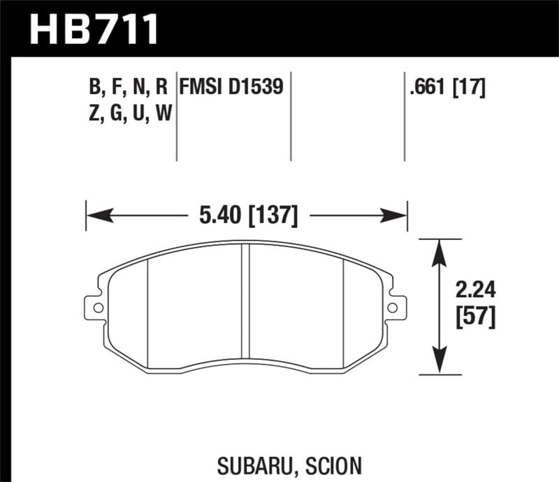 Hawk Performance — Hawk 13-16 Scion FR-S 2.0L Base OE Incl. Clips Shims Front ER-1 Brake Pads
Disc Brake Pad