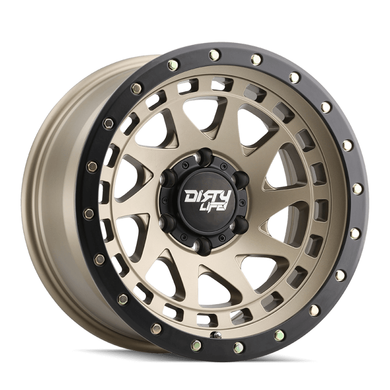 Dirty Life — Dirty Life 9311 Enigma Pro 17x9/5x127 BP/-12mm Offset/71.5mm Hub Satin Gold Wheel - Beadlock