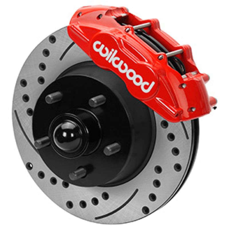 Wilwood — Wilwood 65-67 Ford Mustang D11 11.29 in. Brake Kit w/ Flex Lines - Drilled Rotors (Red)
