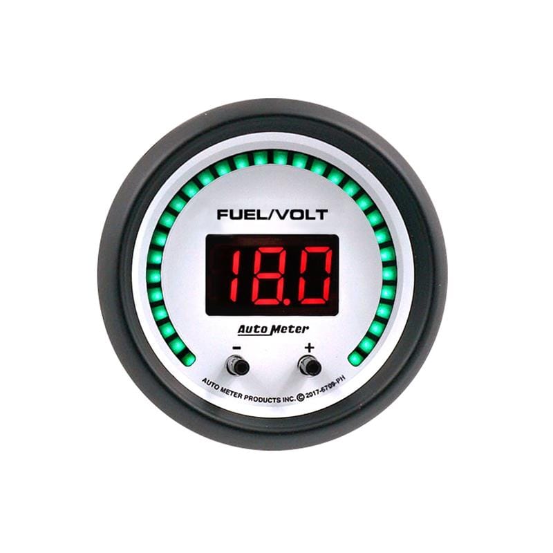 AutoMeter — Autometer 52.4mm White Switchable 0-100 Fuel Level/8-18V Voltmeter Phantom Elite Digital Gauge