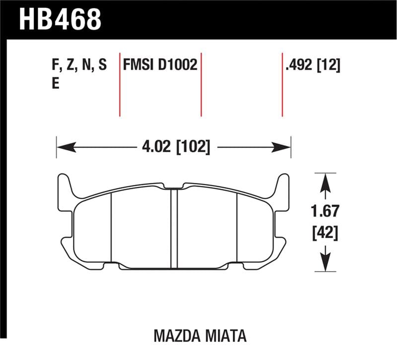 Hawk Performance — Hawk 03-05 Miata w/ Sport Suspension HP+ Street Rear Brake Pads (D1002)
Disc Brake Pad