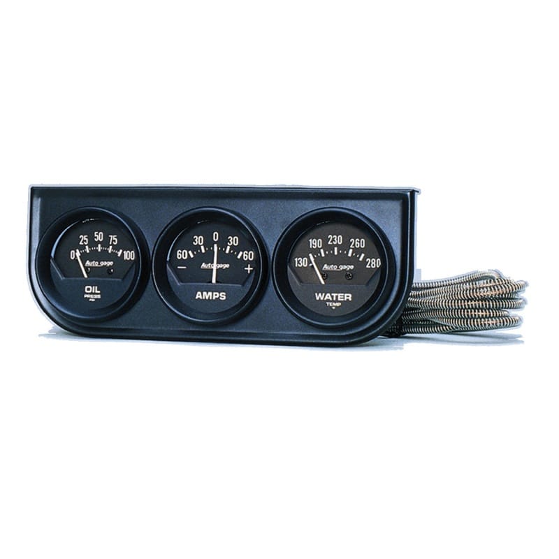 AutoMeter — AutoMeter Gauge Console Oilp/Wtmp/Amp 2in. 100PSI/280 Deg. F/60A Blk Dial Blk Bzl Ag
3 GA PNL OP/A/WT M B