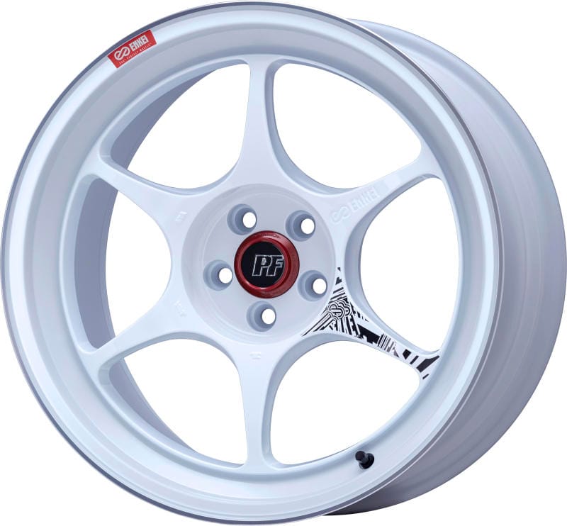 Enkei — Enkei PF06 18x9.5 5x114.3 27mm Offset 75mm Bore White Machined Wheel