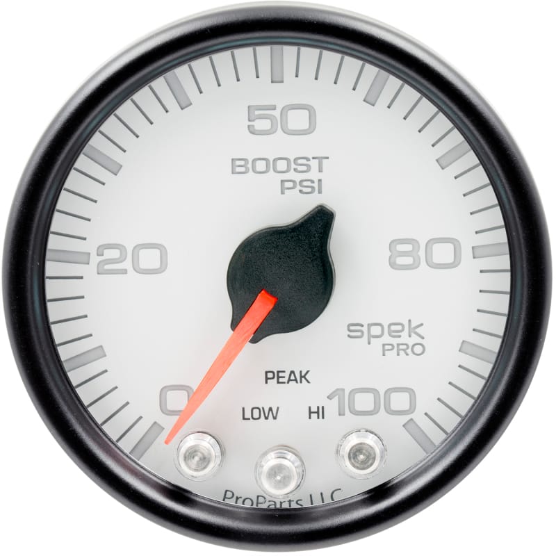 AutoMeter — Autometer Spek-Pro Gauge Boost 2 1/16in 100psi Stepper Motor W/Peak & Warn Wht/Blk
GA 2" BST 100 WCB SP