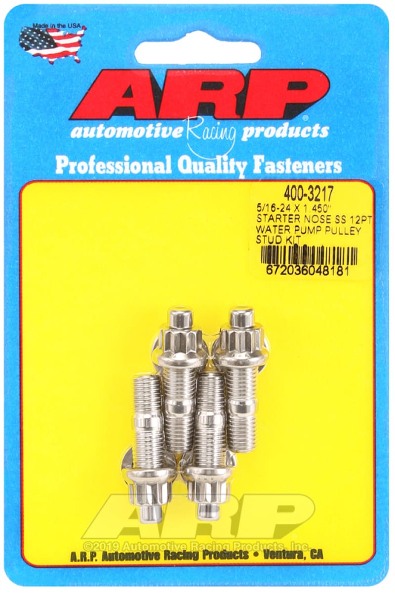 ARP — ARP 5/16-24 x 1.450 Starter Nose SS 12Pt Water Pump Pulley Stud Kit