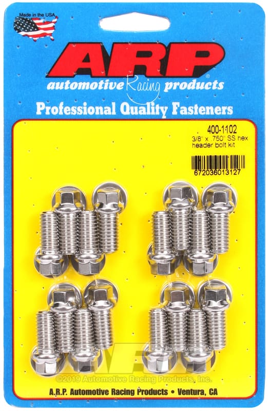 ARP — ARP Chevrolet / Ford 3/8in x .750 SS Hex Header Bolt Kit