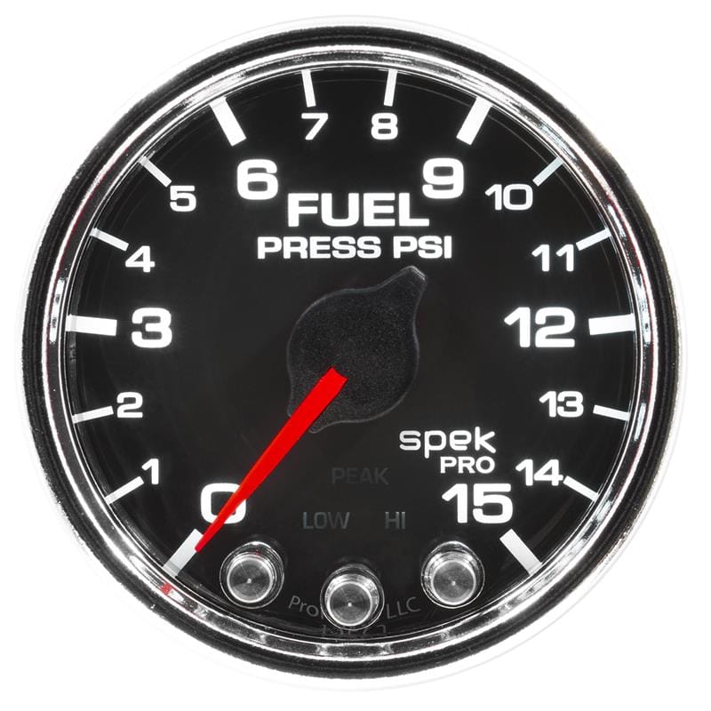 AutoMeter — Autometer Spek-Pro Gauge Fuel Press 2 1/16in 15psi Stepper Motor W/Peak & Warn Blk/Chrm
GA 2" FP 15 BCC SPEK