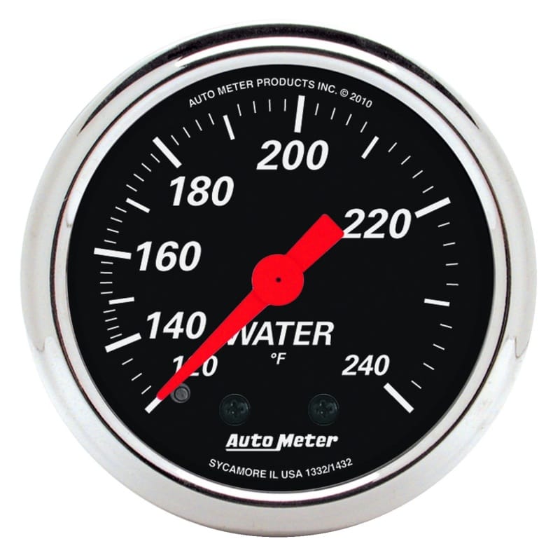 AutoMeter — Autometer Designer Black 2 1/16in 120-240 Deg F Mechanical Water Temp Gauge
GA 2" WTEMP MECH DB